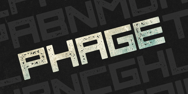 Phage – square, blocky font