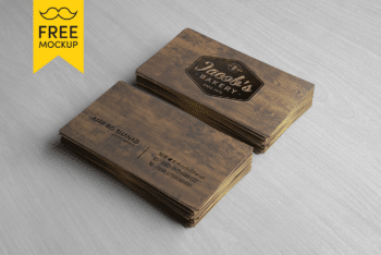 Free Wooden Business Card Mockup