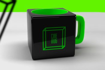 Cube Mug Mockup Freebie in PSD