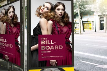 Free Outdoor Bus Stop Advertisement Billboard Mockup