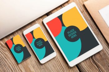 Business Card Plus Apple Devices Mockup Freebie