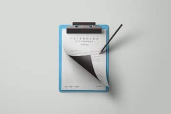 Blue Clipboard with Stationary Mockup