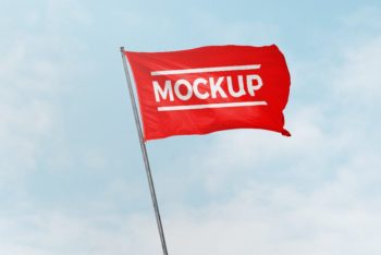Free High-res Flag in Wind Mockup
