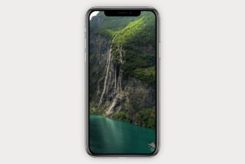 Simple iPhone X Free Mockup with Waterfalls