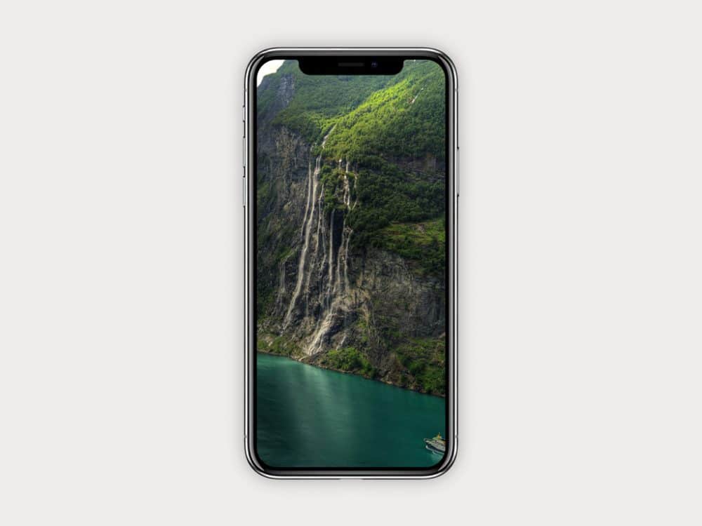Simple iPhone X Free Mockup with Waterfalls
