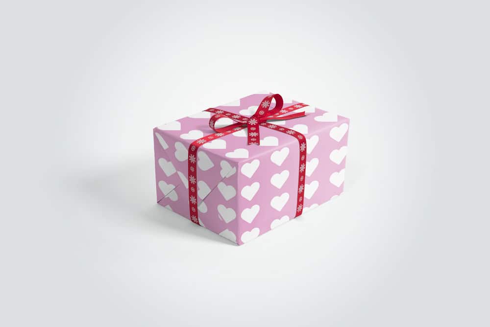 gift box with ribbons free mockup