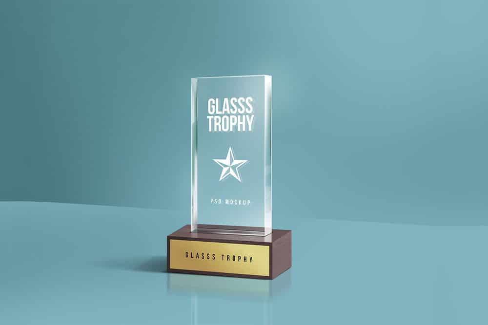 Free Glass Trophy PSD Mockup
