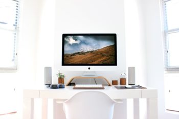 Home Desk with Free iMac Mockup