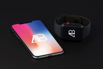 Free iPhone X and Apple Watch (Series 3) Mockup