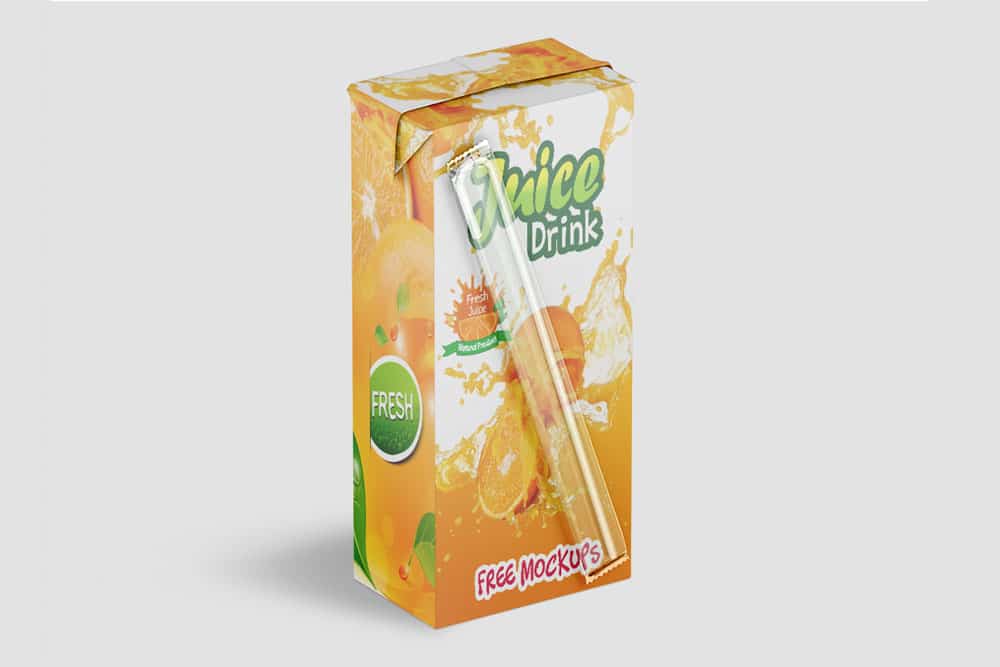 free juice box packaging mockups