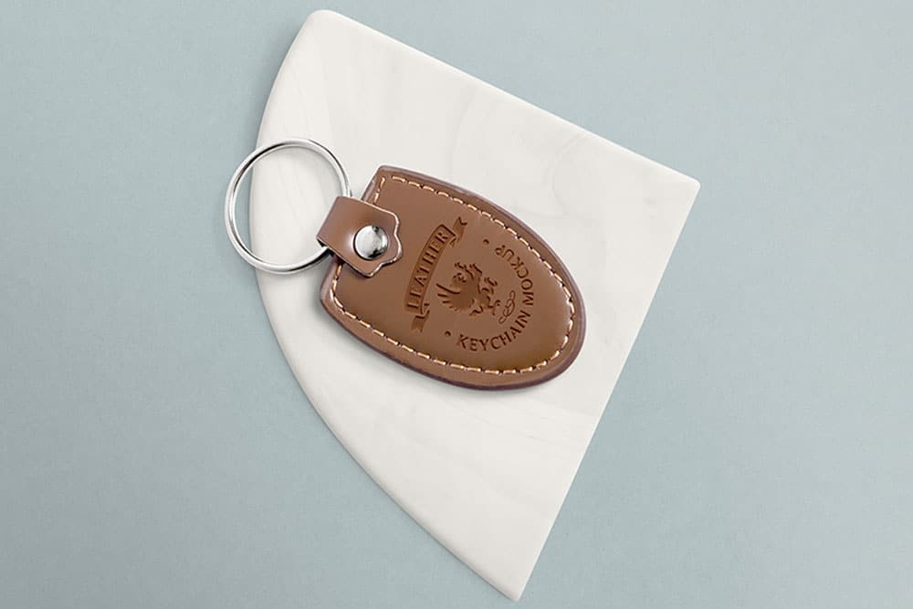 free leather keychain mockup