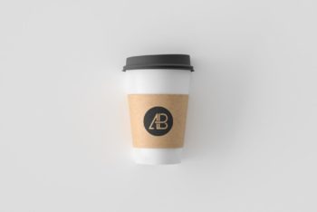 Paper Coffee Cup with Plastic Lid Free Mockup