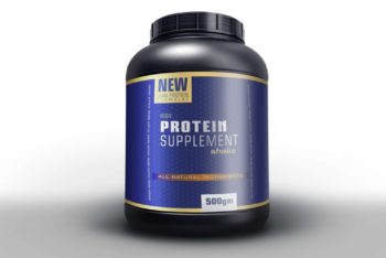 Free Protein Powder Supplement Mockup in PSD