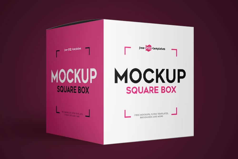 Free Square Box PSD Mockup
