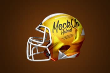 Football Helmet with 3 Free PSD Mockups