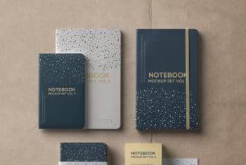 Complete Set of Notebook PSD Mockup