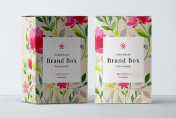 Colorful Cardboard Packaging Box PSD Mockup