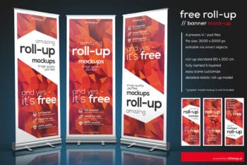 Free Customizable Roll-up Mockup in PSD