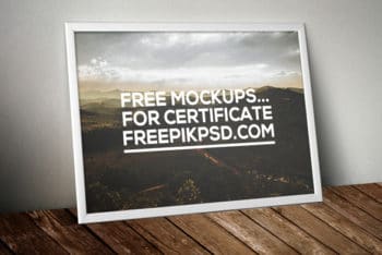 Free Framed Certificate Mockup in PSD