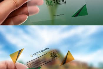 Free Transparent Plastic Business Card Mockup