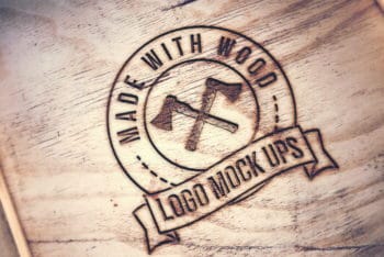 Engraved Wood Mockup Freebie in PSD