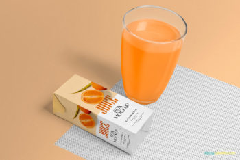 Healthy Juice Box Plus Glass Mockup Freebie