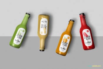 Juice Bottle PSD Mockup – Set of 4