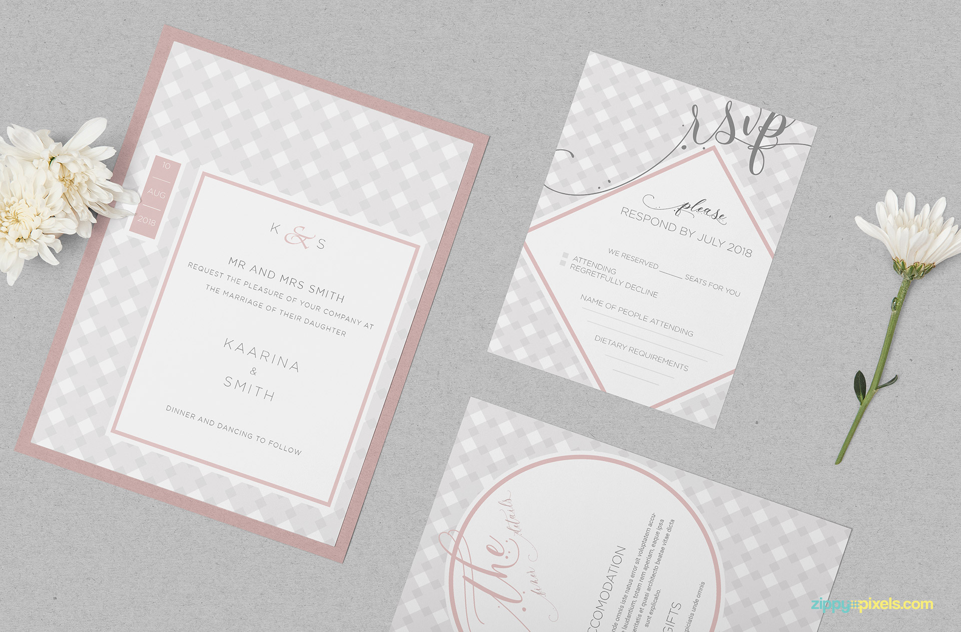 Wedding Invitation Card PSD Mockup Design
