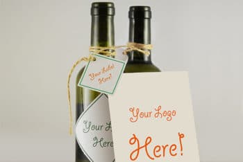 Wine Bottle Plus Greeting Card Mockup Freebie
