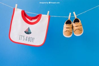 Free Hanging Baby Apparel Mockup in PSD