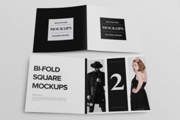 Free Download Bifold Square Brochure Mockup in PSD