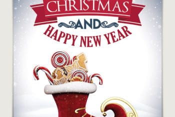 Christmas Card PSD Mockup with Bright Colors & Joyful Graphics