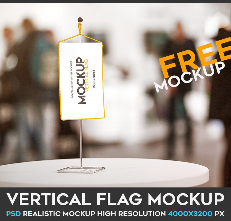 Vertical Flag PSD Mockup Free Download