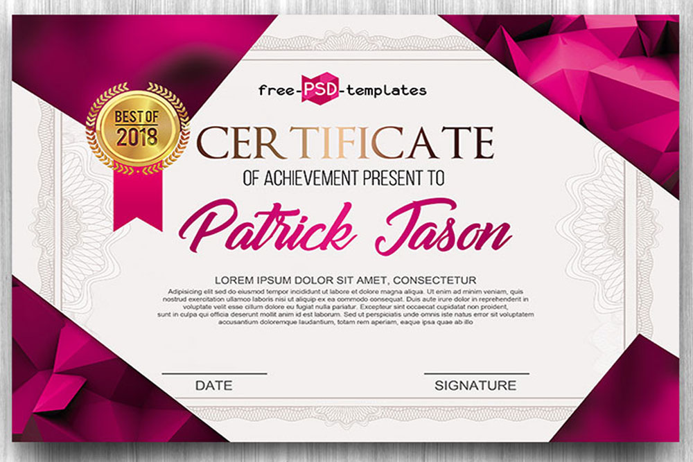 free certificate psd template