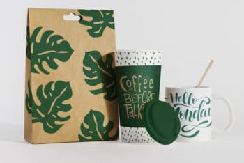 Nature-Themed Free Coffee Mockup in PSD