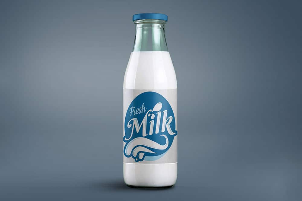 free milk bottle packaging mockup