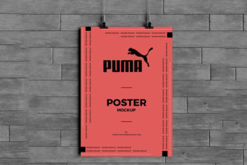 Free Hanging Poster Mockup in PSD
