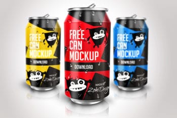 Free Beverage Can Mockup in PSD