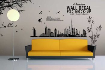 Free Wall Decal Mockup in PSD