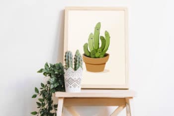 Free Simple Frame Plus Cactus Mockup