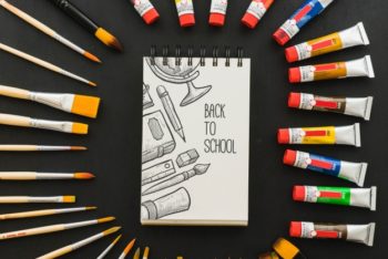 Awsome Painting Materials Plus Notebook Mockup