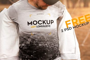 Long Sleeve Men T-shirt PSD Mockup for Free