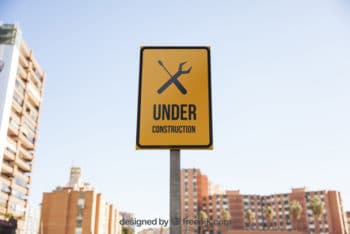 Free Under Construction Sign Mockup in PSD