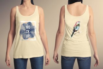 Sleeveless Women T-shirt PSD Mockup Available with Ultimate Trendy Look