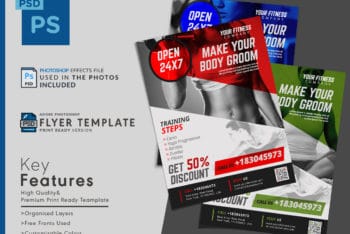 Fitness Ad Promotional Flyer PSD Mockup for Free
