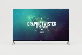 Free Customizable Huge 4K TV Mockup in PSD