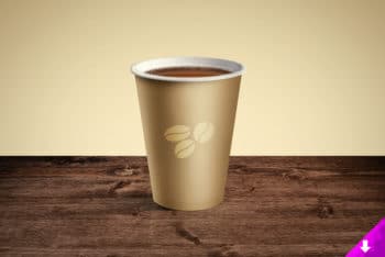 Paper Made Free Coffee Cup PSD Mockup