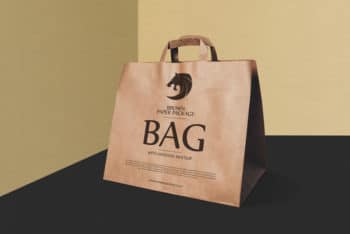 Brown Paper Bag PSD Mockup For Shopping Purpose