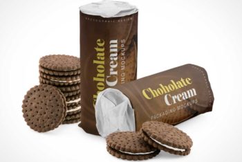 Free Chocolate Cookies Packaging Mockup