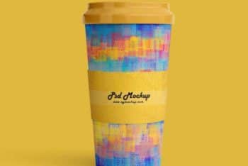 Colorful Cold Drink Cup PSD Mockup